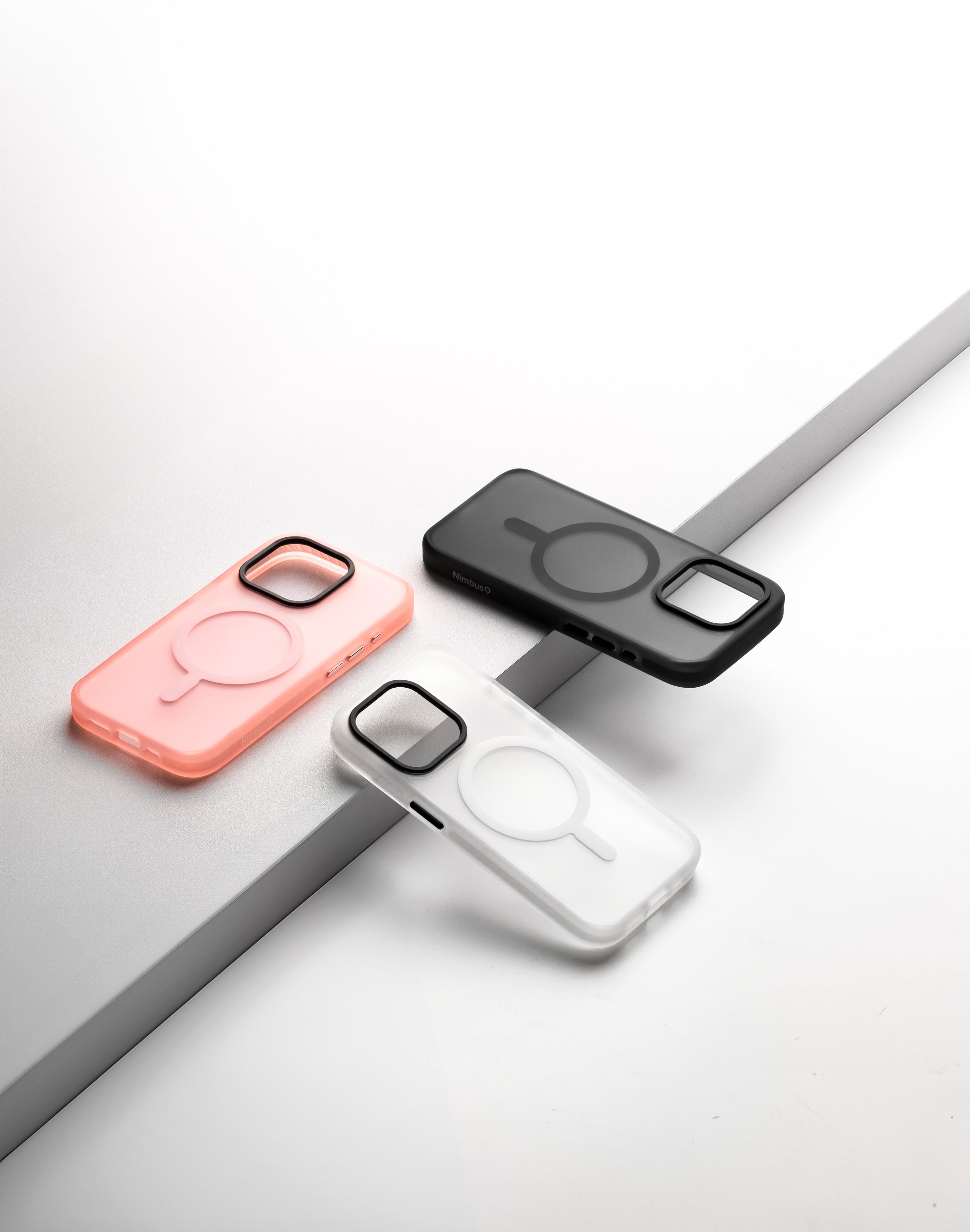 Find your perfect match with the Nimbus9 Phantom 3 MagSafe Case, available in Flamingo Pink, Frosted White, and Black Smoke. Each case offers MagSafe compatibility, impact-resistant protection, and a premium soft-touch finish for a stylish, durable look.