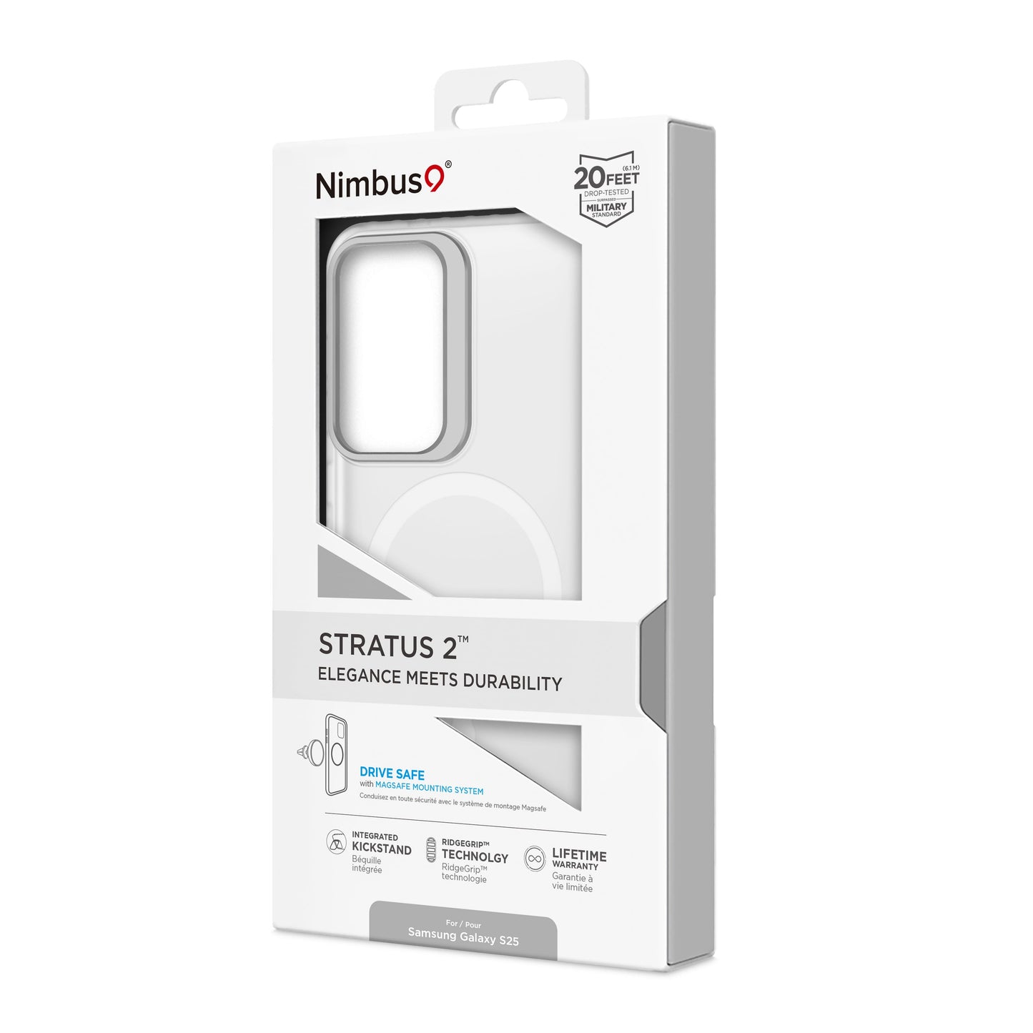 Coque MagSafe Nimbus9 Stratus 2 pour Galaxy S25 – Transparent givré
