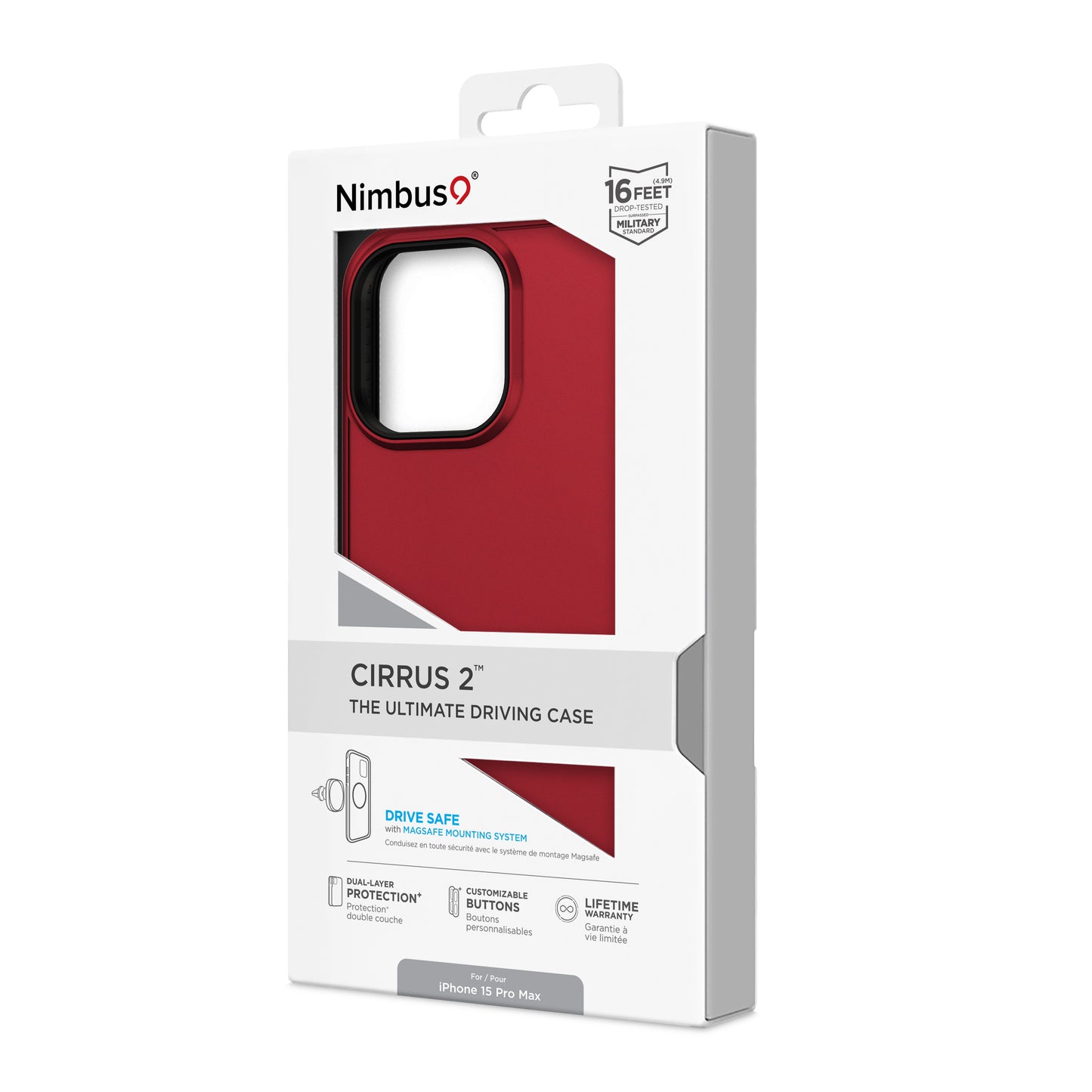 Funda MagSafe Nimbus9 Cirrus 2 para iPhone 15 Pro Max - Carmesí