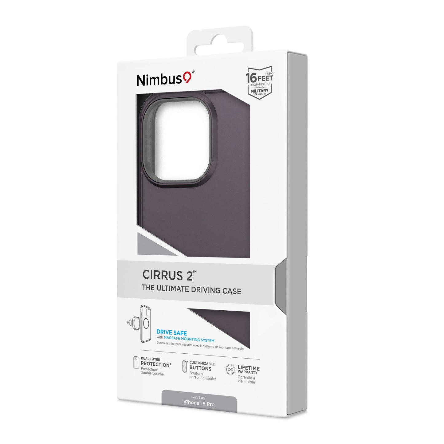 Funda MagSafe Nimbus9 Cirrus 2 para iPhone 15 Pro - Ciruela