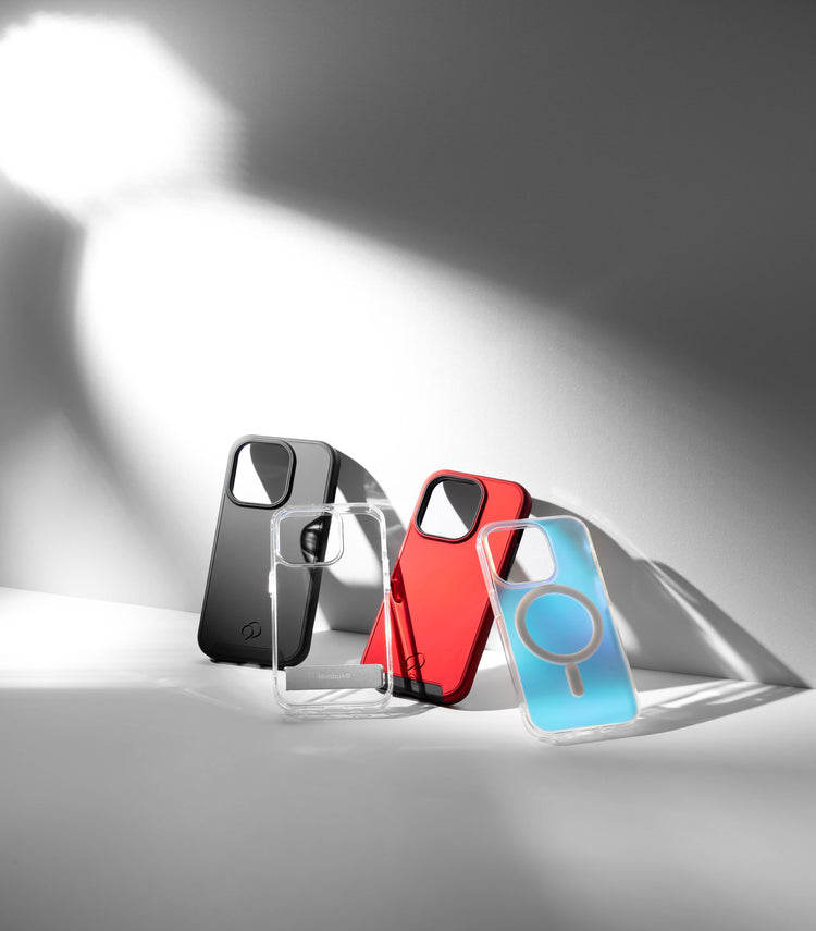 A sleek and protective lineup of Nimbus9 MagSafe-compatible cases for the iPhone 15 Pro and Pro Max. Featuring bold colors, frosted finishes, and built-in kickstands for ultimate functionality.