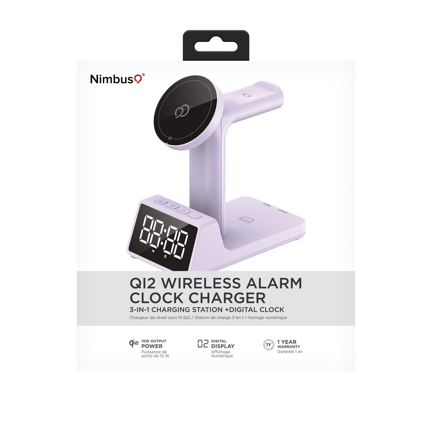 Nimbus9 Qi2 Wireless Charging Alarm Clock Stand MagSafe & Watch Compatible