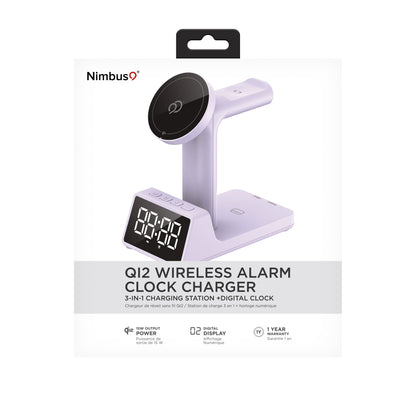 Nimbus9 Qi2 Wireless Charging Alarm Clock Stand MagSafe & Watch Compatible