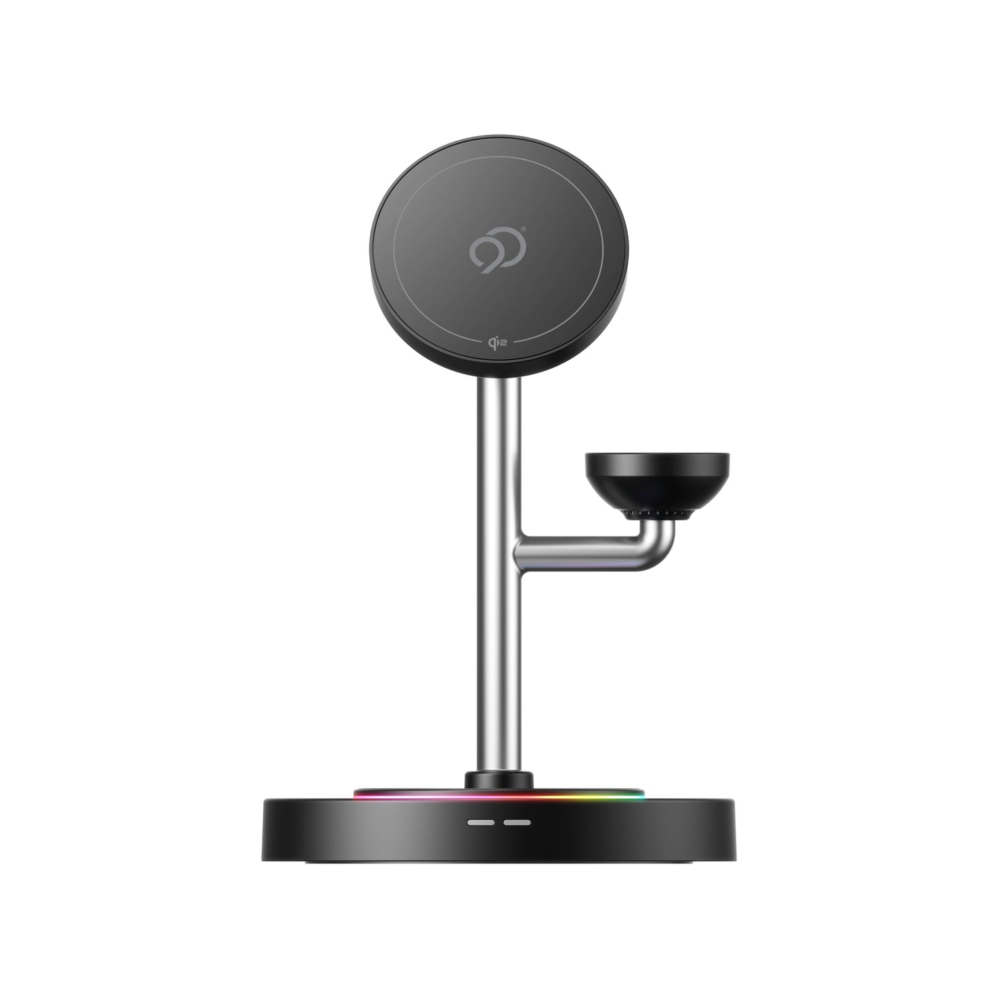 Nimbus9 TrioStand 3-in-1 Qi2 Wireless Charging Stand with Ambient Lighting MagSafe Compatible for Phone, Earbuds & Smartwatch - Black