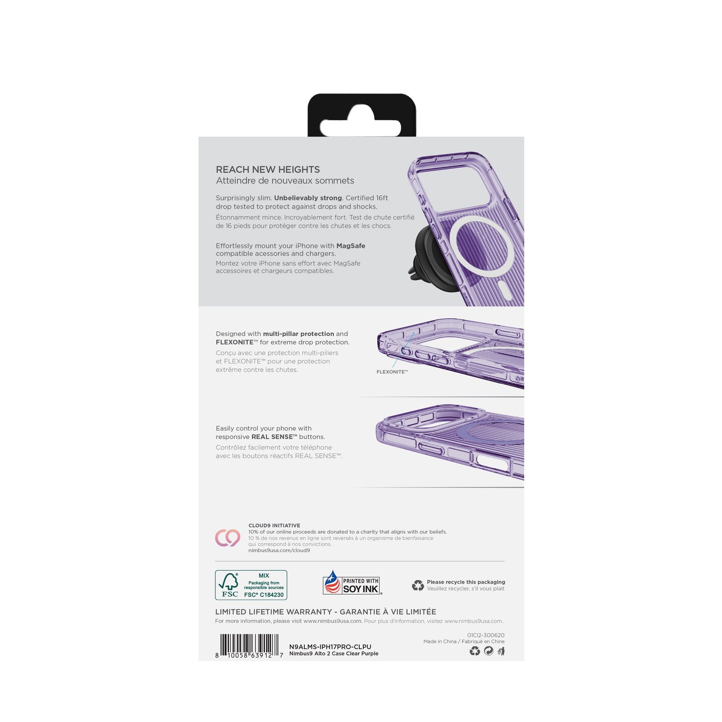 Nimbus9 Alto 2 iPhone 17 Pro MagSafe Case - Clear Purple