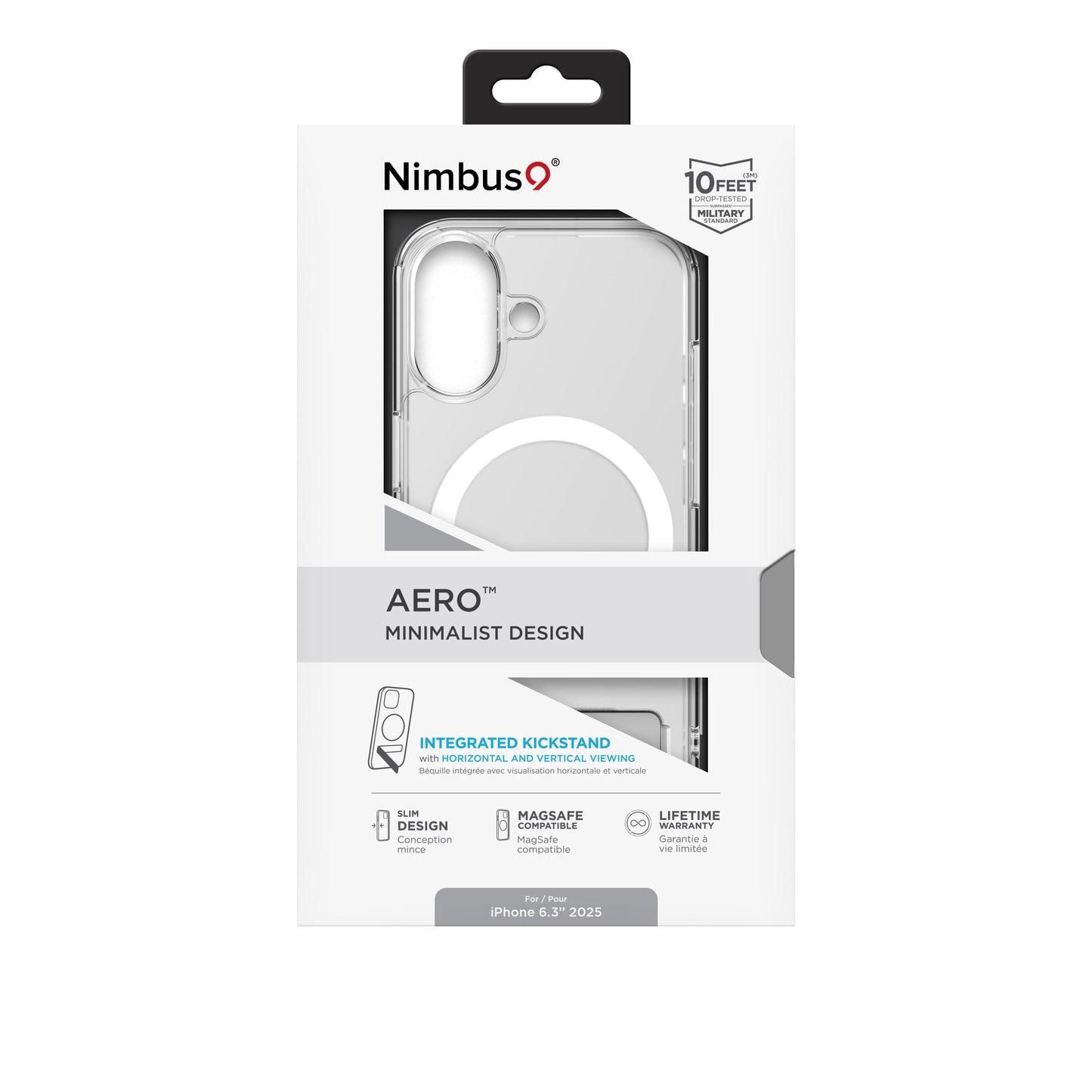 Nimbus9 Aero MagSafe Case for iPhone 17 with Built-In Kickstand - Clear