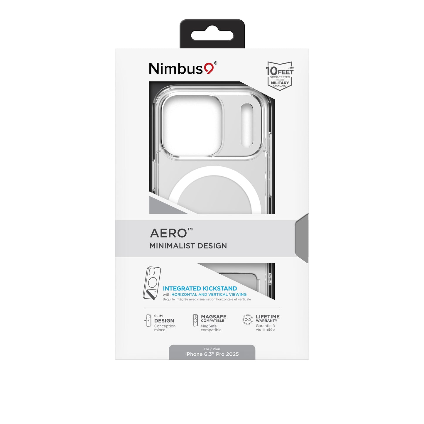 Nimbus9 Aero MagSafe Case for iPhone 17 Pro with Built-In Kickstand - Clear
