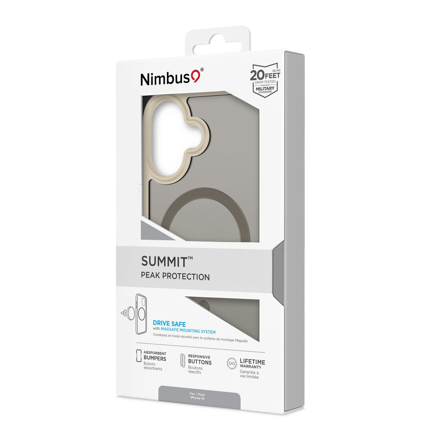 Coque MagSafe Nimbus9 Summit pour iPhone 16 – Taupe givré