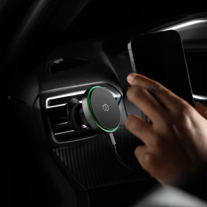Chargeur sans fil pour voiture Nimbus9 Qi2, support compatible MagSafe – Gris brossé