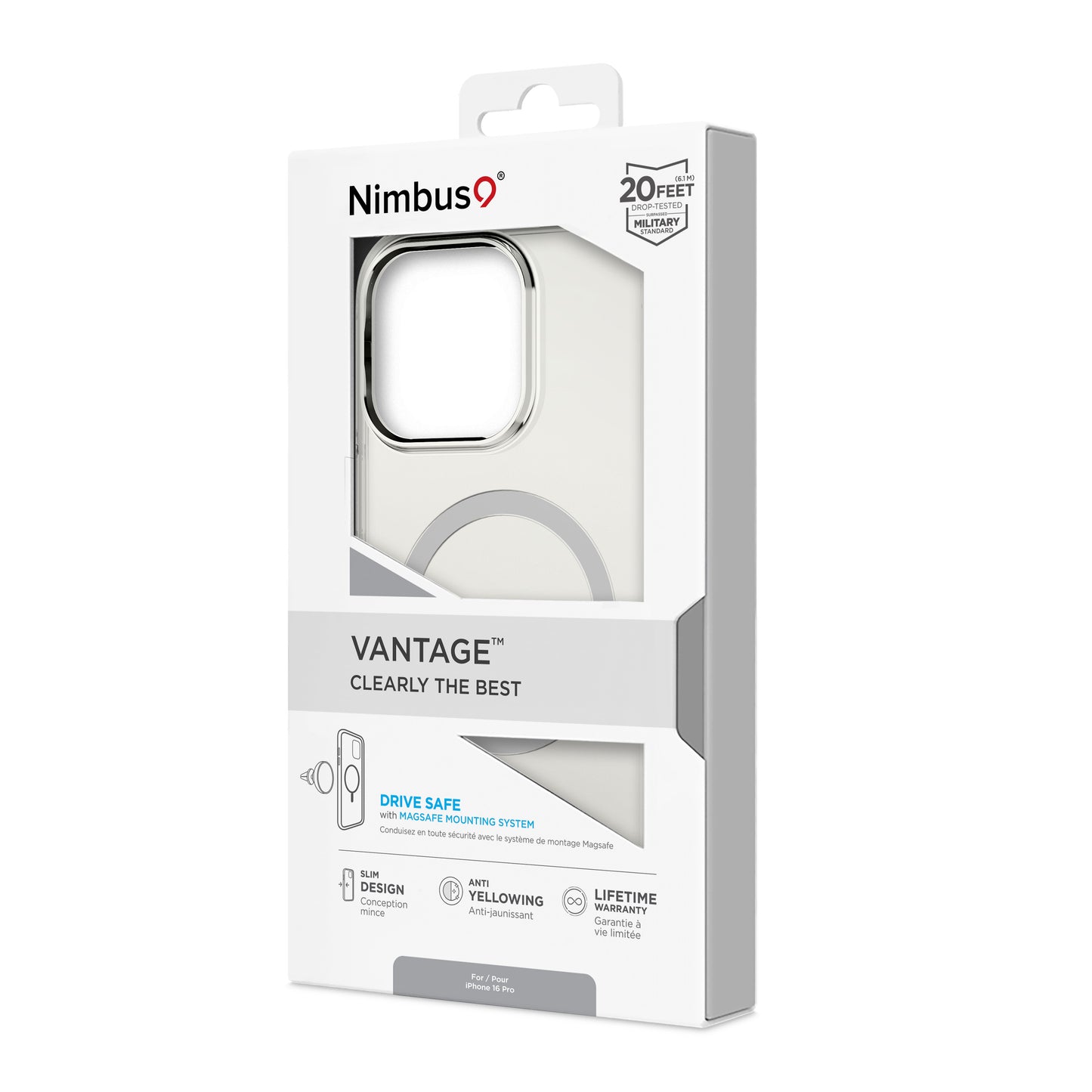 Coque MagSafe Nimbus9 Vantage pour iPhone 16 Pro – Transparente