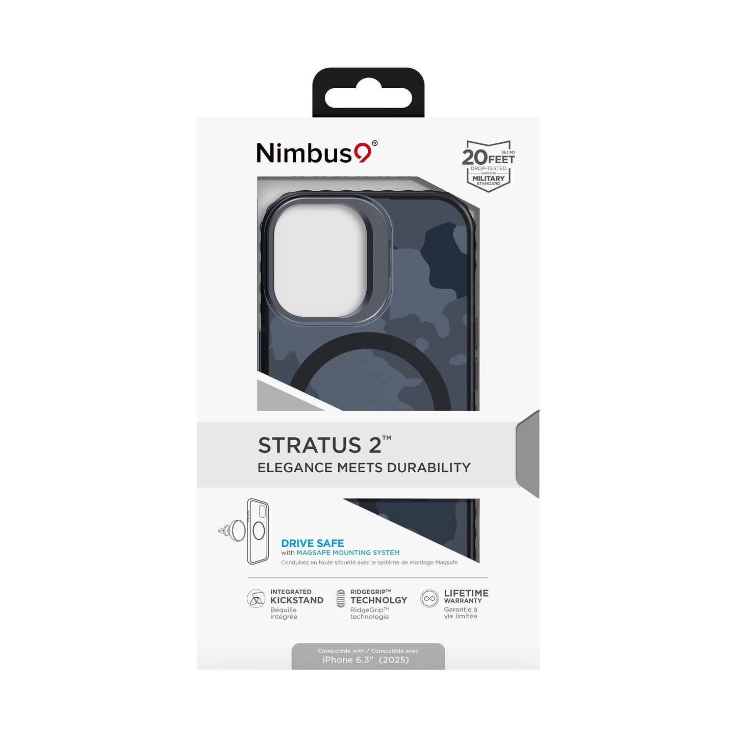 Nimbus9 Stratus 2 iPhone 17 MagSafe Case with Kickstand - Blue Camo