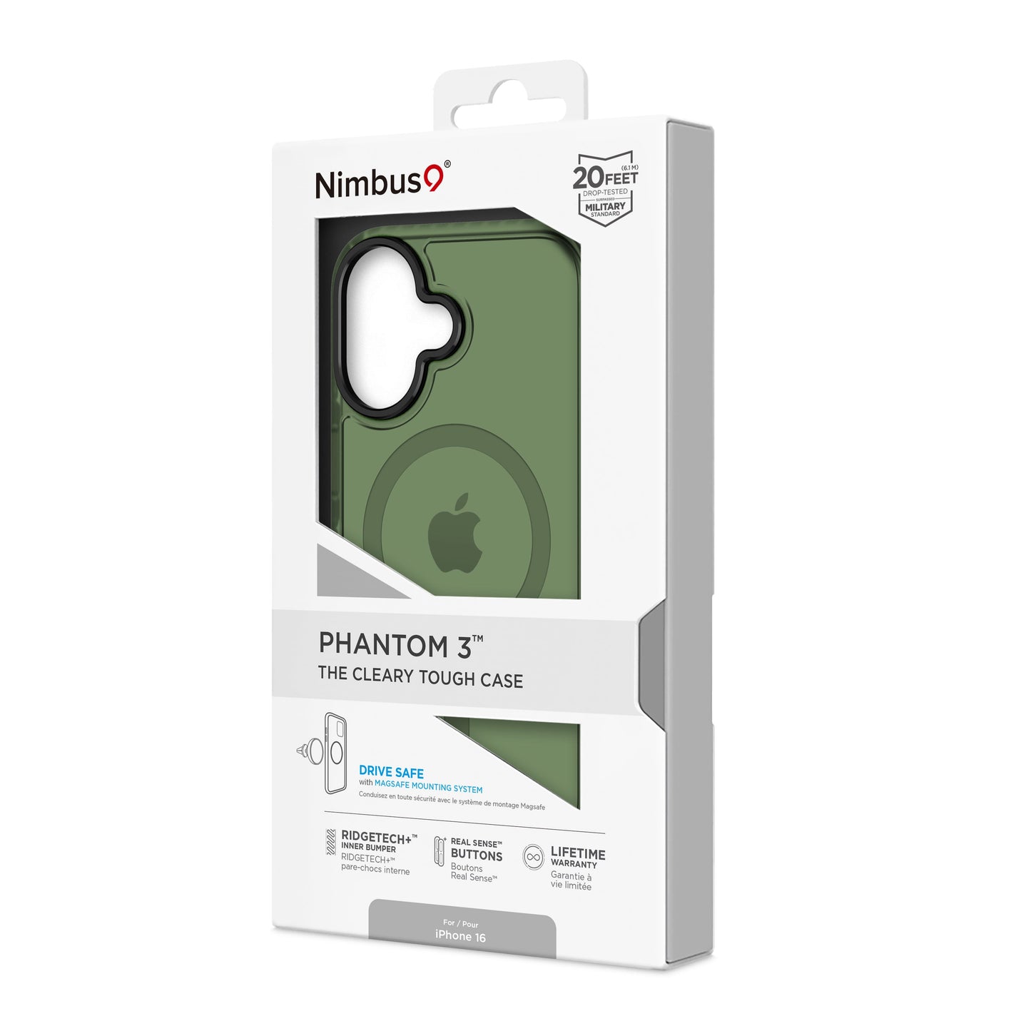 Funda MagSafe Nimbus9 Phantom 3 para iPhone 16 - Verde