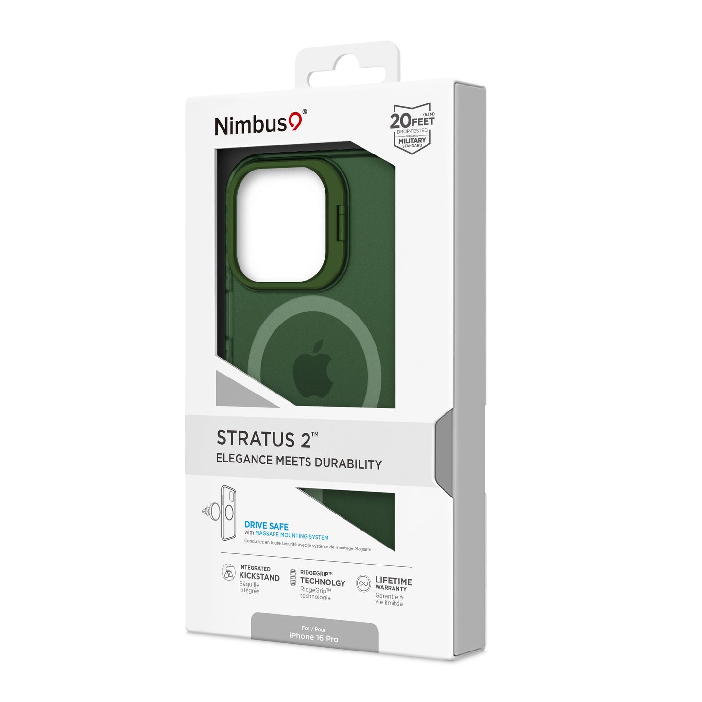 Coque MagSafe Nimbus9 Stratus 2 pour iPhone 16 Pro – Vert givré