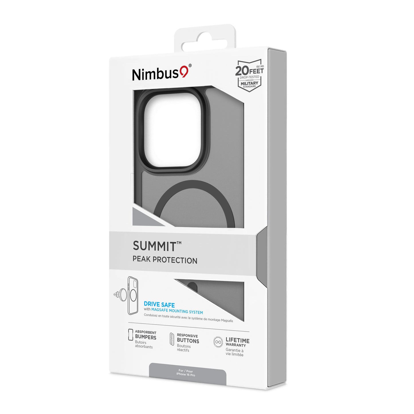 Coque MagSafe Nimbus9 Summit pour iPhone 16 Pro – Noir givré
