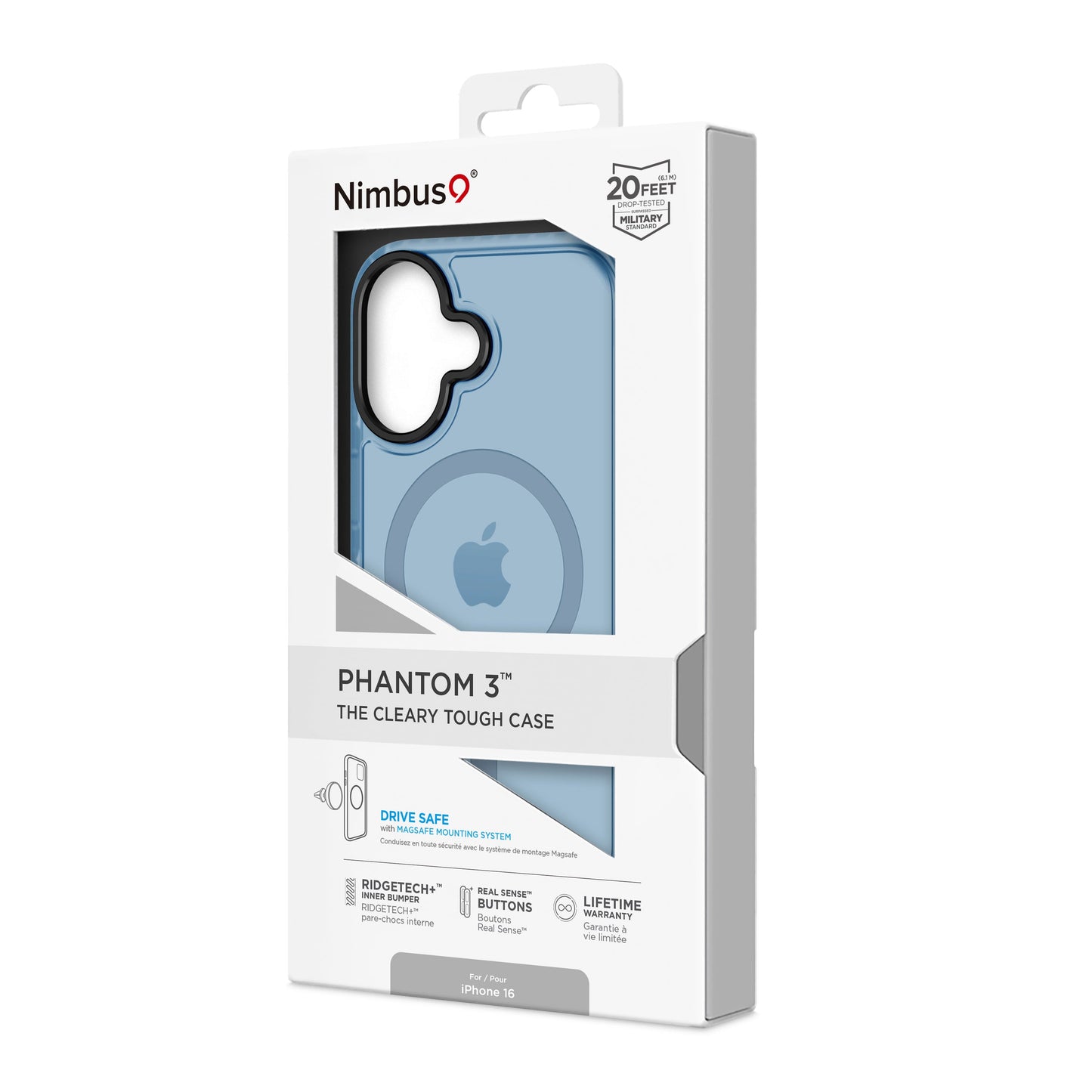 Coque MagSafe Nimbus9 Phantom 3 pour iPhone 16 – Bleu Pacifique