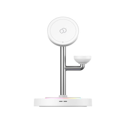 Nimbus9 TrioStand 3-in-1 Qi2 Wireless Charging Stand with Ambient Lighting MagSafe Compatible for Phone, Earbuds & Smartwatch