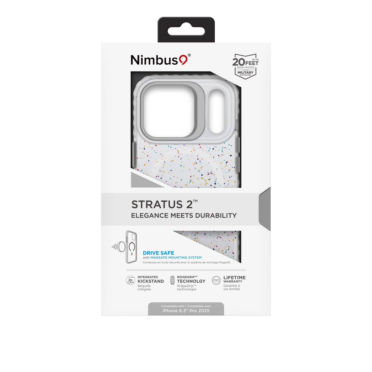 Nimbus9 Stratus 2 iPhone 17 Pro MagSafe Case with Kickstand - Confetti