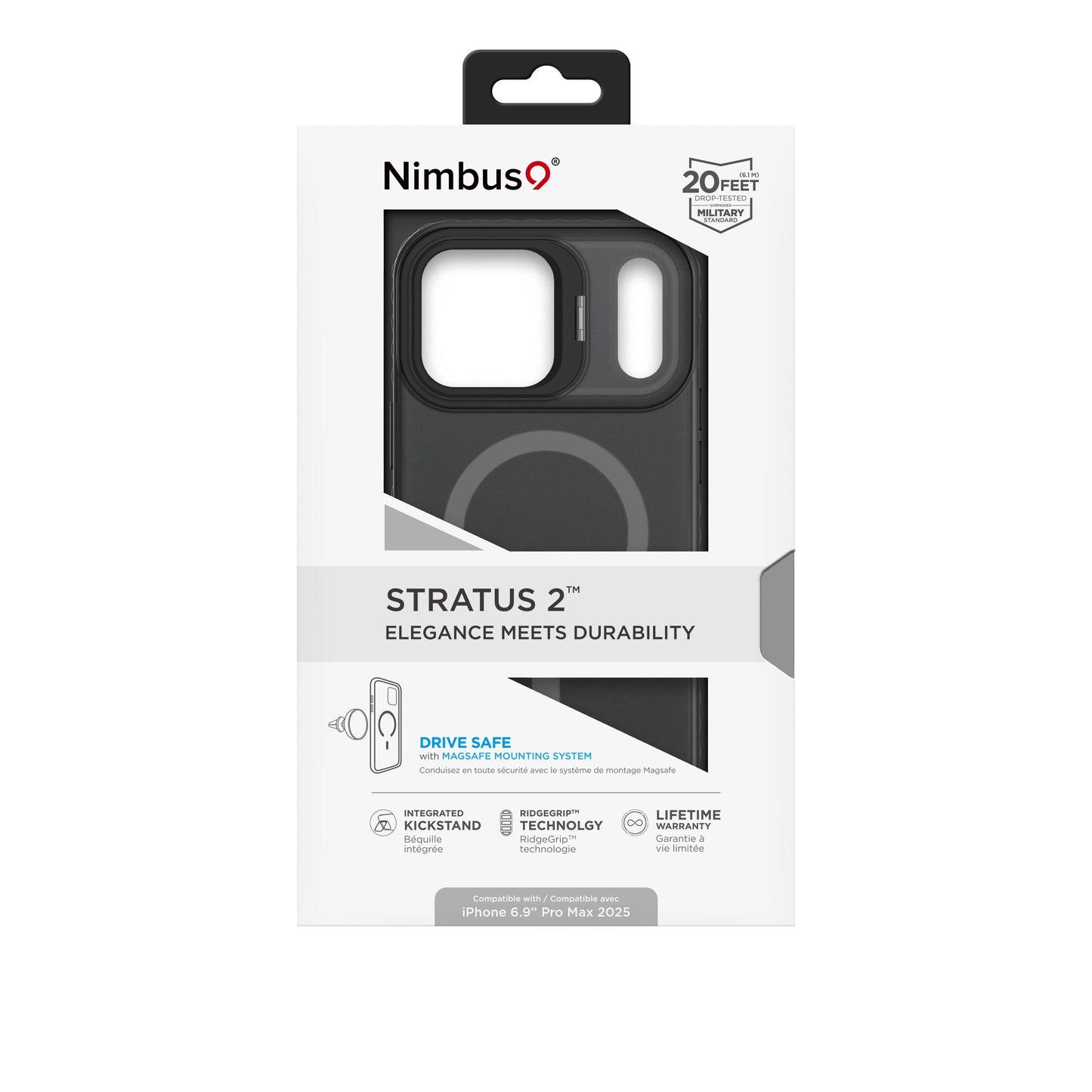 Nimbus9 Stratus 2 iPhone 17 Pro Max MagSafe Case with Kickstand - Smoke