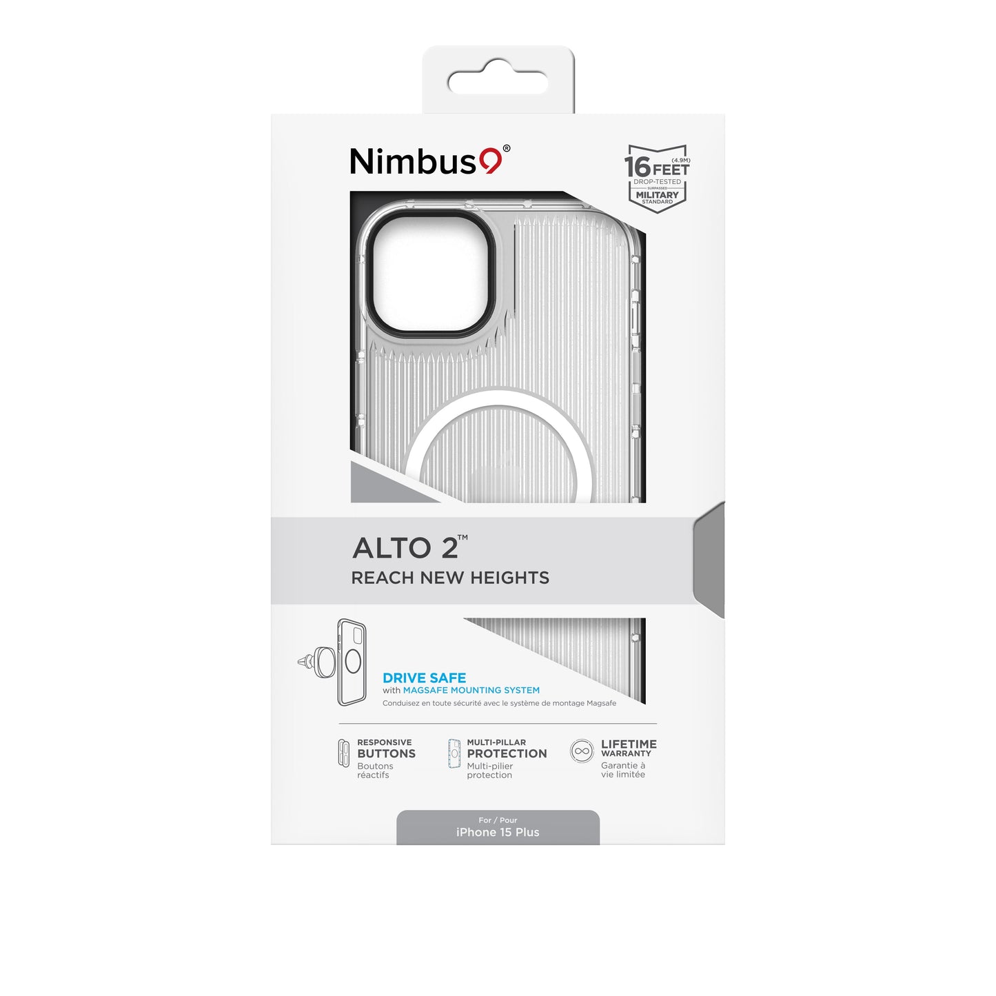 Coque MagSafe Nimbus9 Alto 2 pour iPhone 15 Plus – Transparente