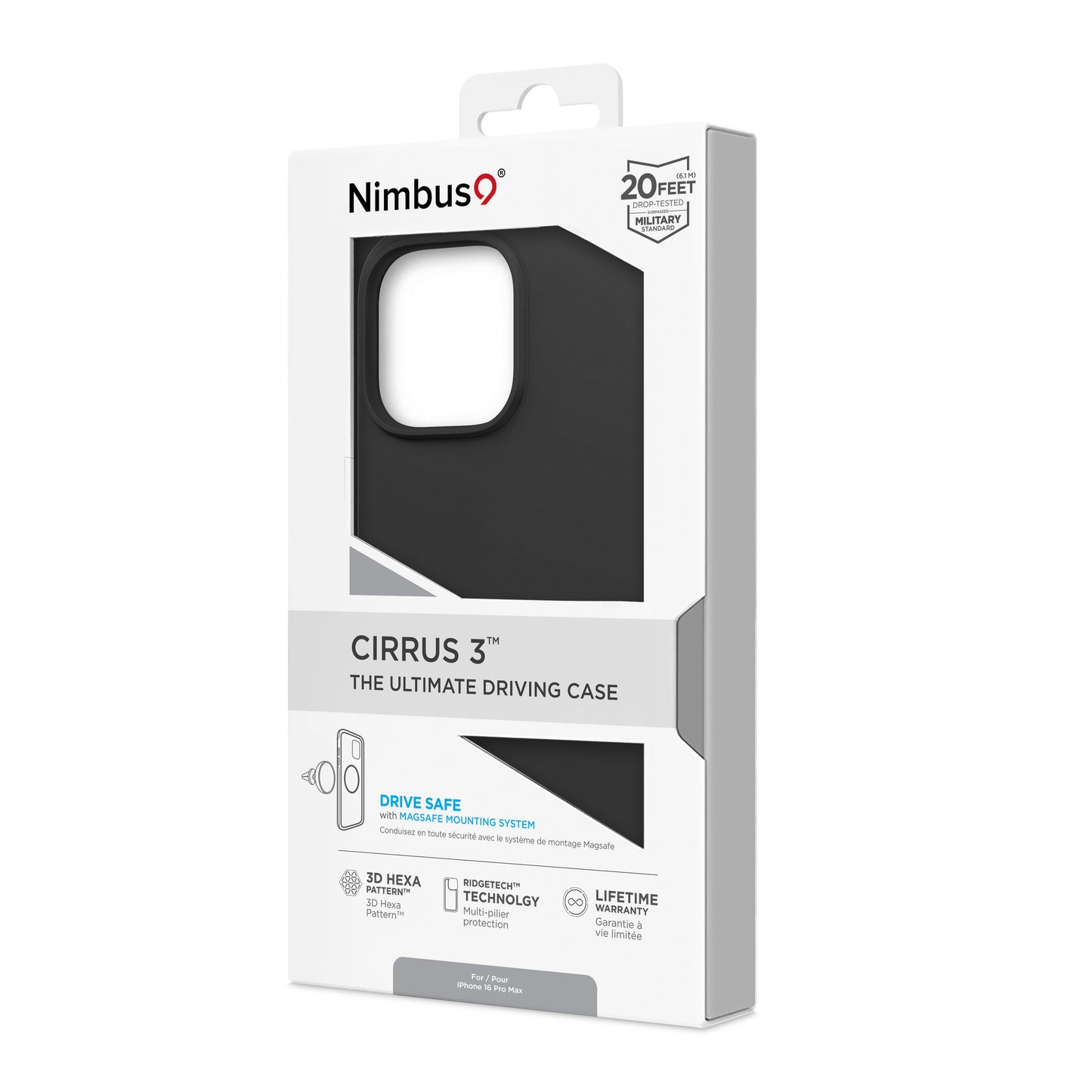 Coque Nimbus9 Cirrus 3 MagSafe pour iPhone 16 Pro Max – Noir