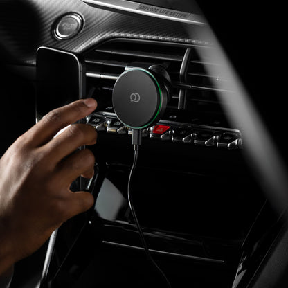 Chargeur sans fil pour voiture Nimbus9 Qi2, support compatible MagSafe – Gris brossé