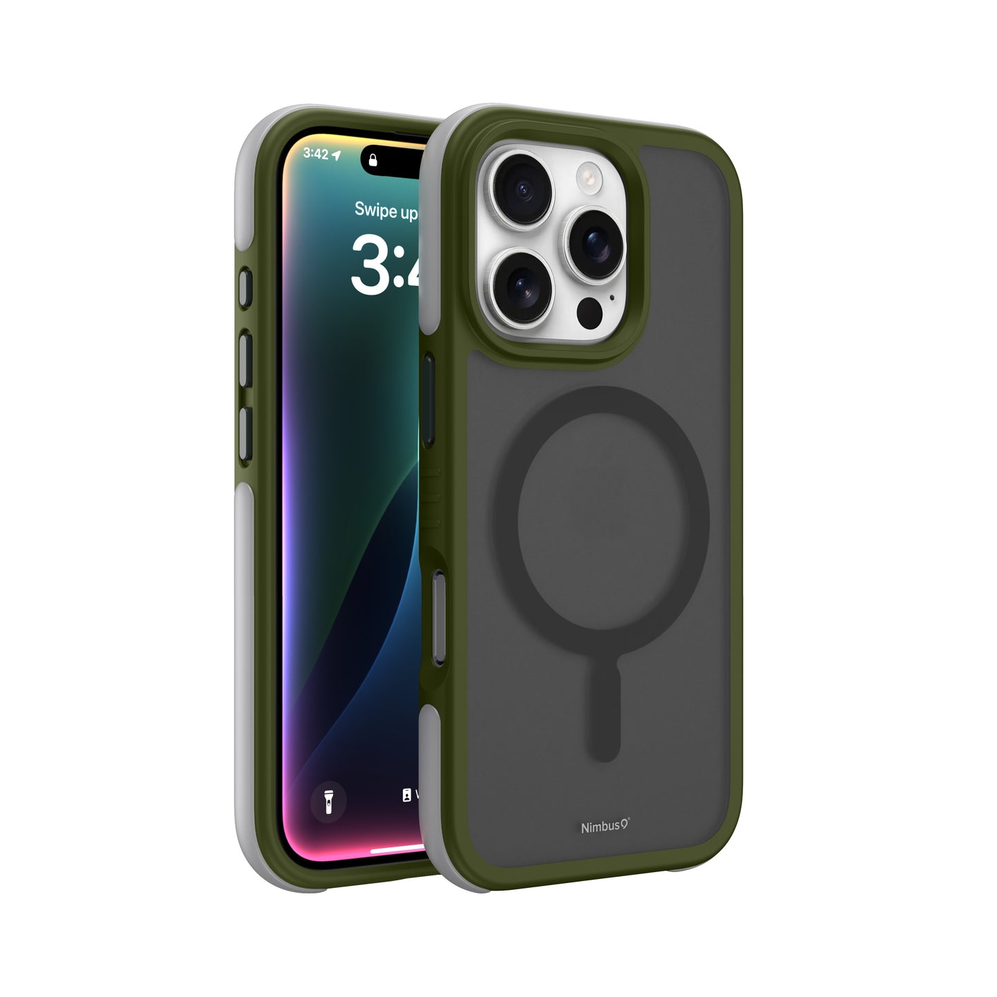 Coque MagSafe Nimbus9 Summit pour iPhone 16 Pro – Vert givré