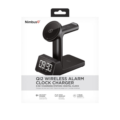 Nimbus9 Qi2 Wireless Charging Alarm Clock Stand MagSafe & Watch Compatible