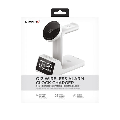 Nimbus9 Qi2 Wireless Charging Alarm Clock Stand MagSafe & Watch Compatible