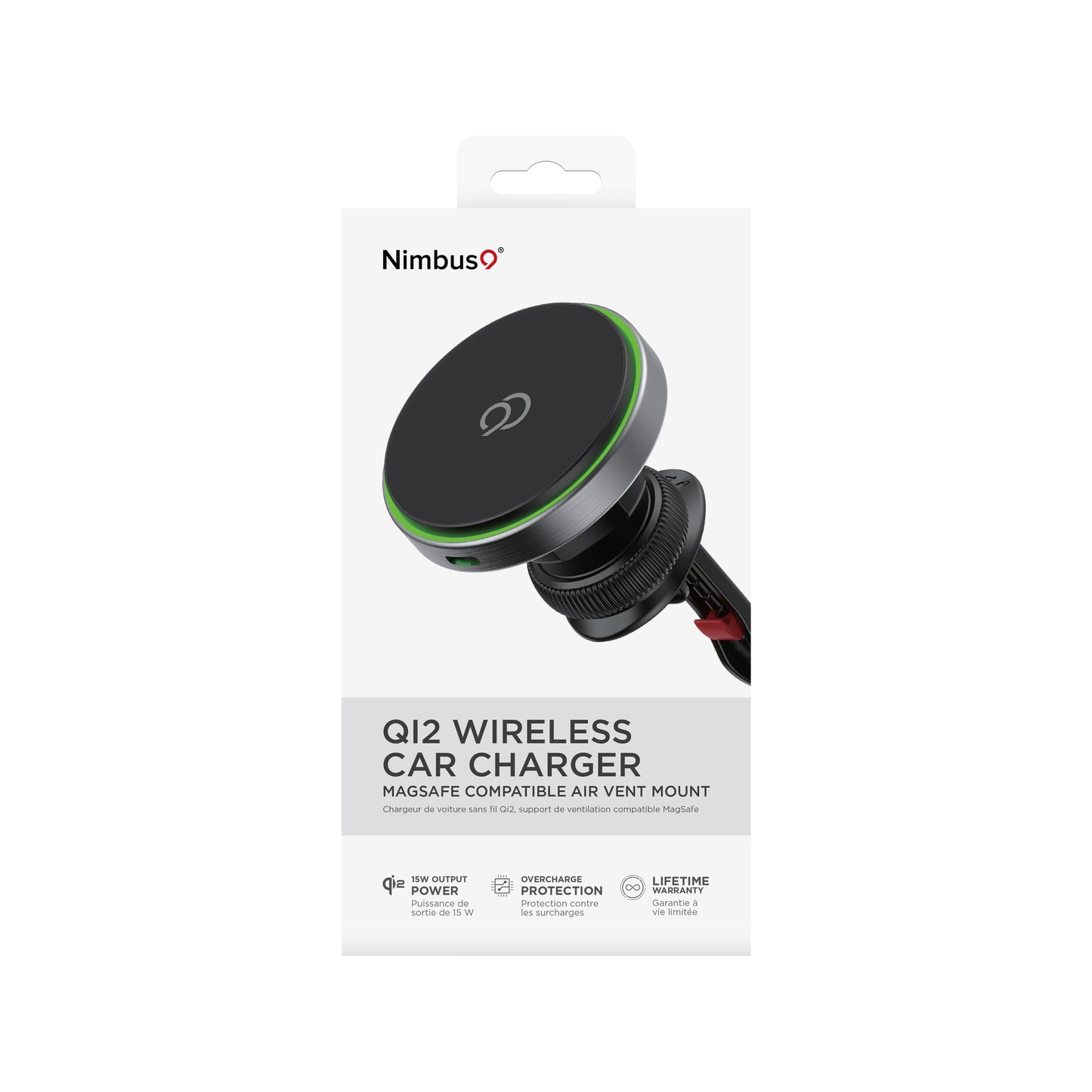 Nimbus9 Qi2 Wireless Car Charger MagSafe Compatible Mount - Brushed Gray