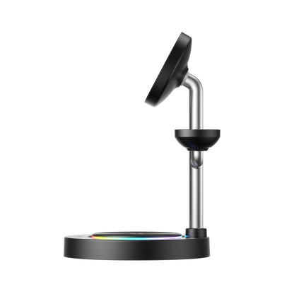 Nimbus9 TrioStand 3-in-1 Qi2 Wireless Charging Stand with Ambient Lighting MagSafe Compatible for Phone, Earbuds & Smartwatch - Black
