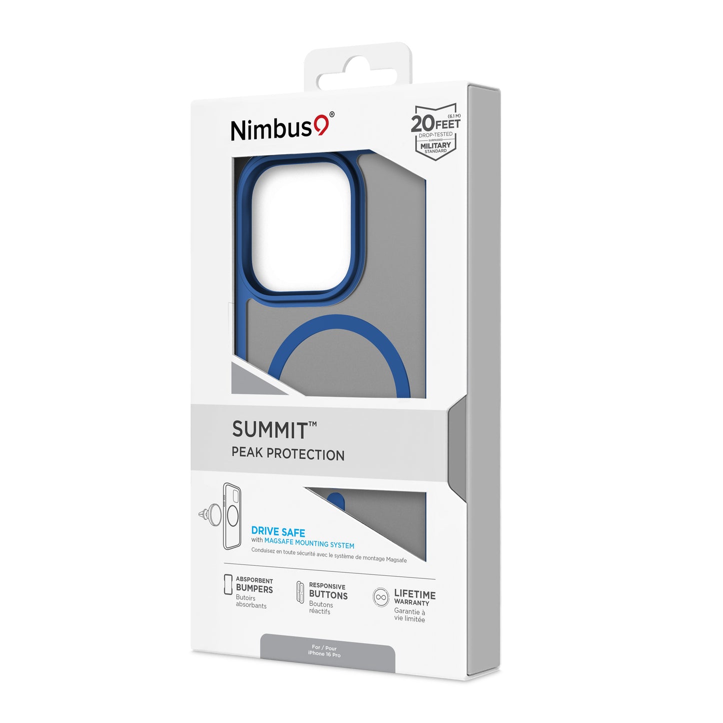 Coque MagSafe Nimbus9 Summit pour iPhone 16 Pro – Bleu givré