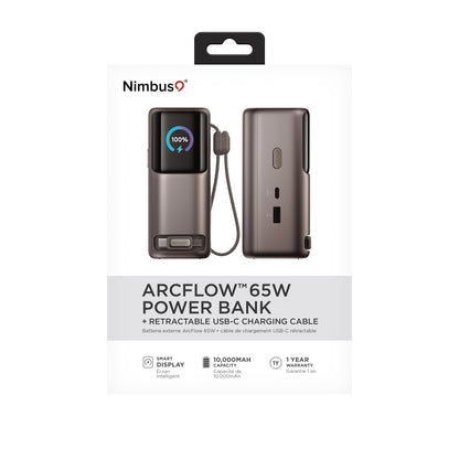 Nimbus9 65W GaN Power Bank with Retractable USB-C Cable