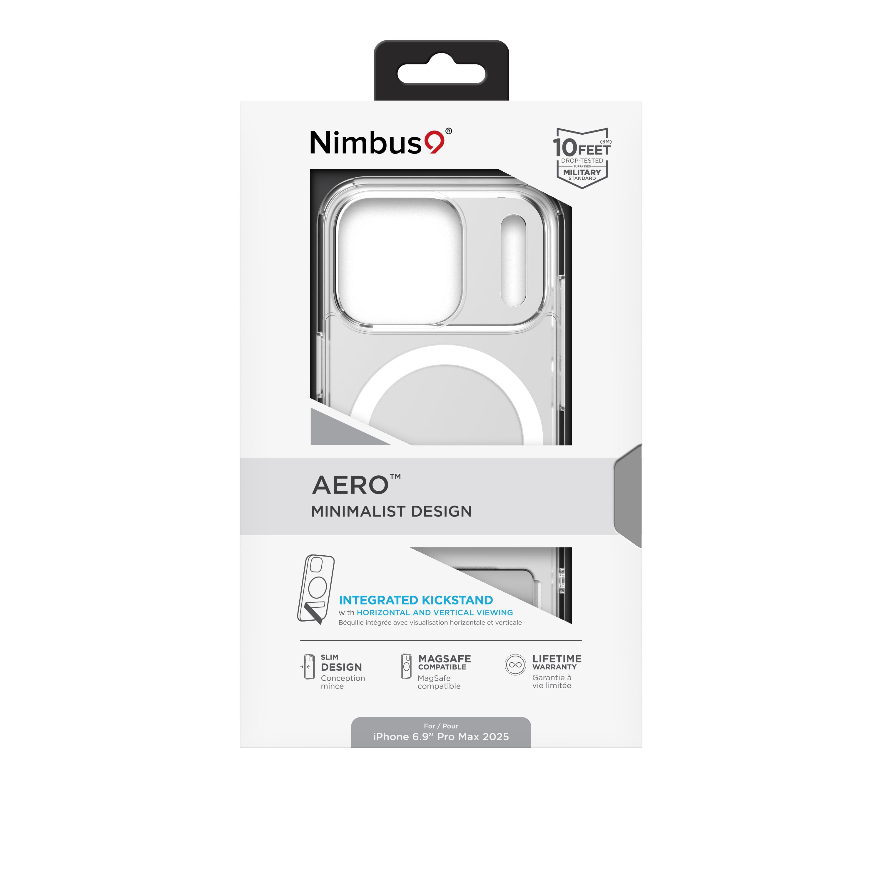 Nimbus9 Aero MagSafe iPhone 17 Pro Max Case – Clear with Kickstand