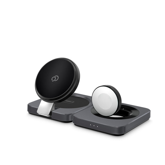 Cargador inalámbrico Qi2 3 en 1 Nimbus9 - Gris cepillado