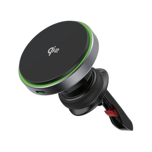 Cargador inalámbrico para coche Nimbus9 Qi2, compatible con MagSafe - Gris cepillado