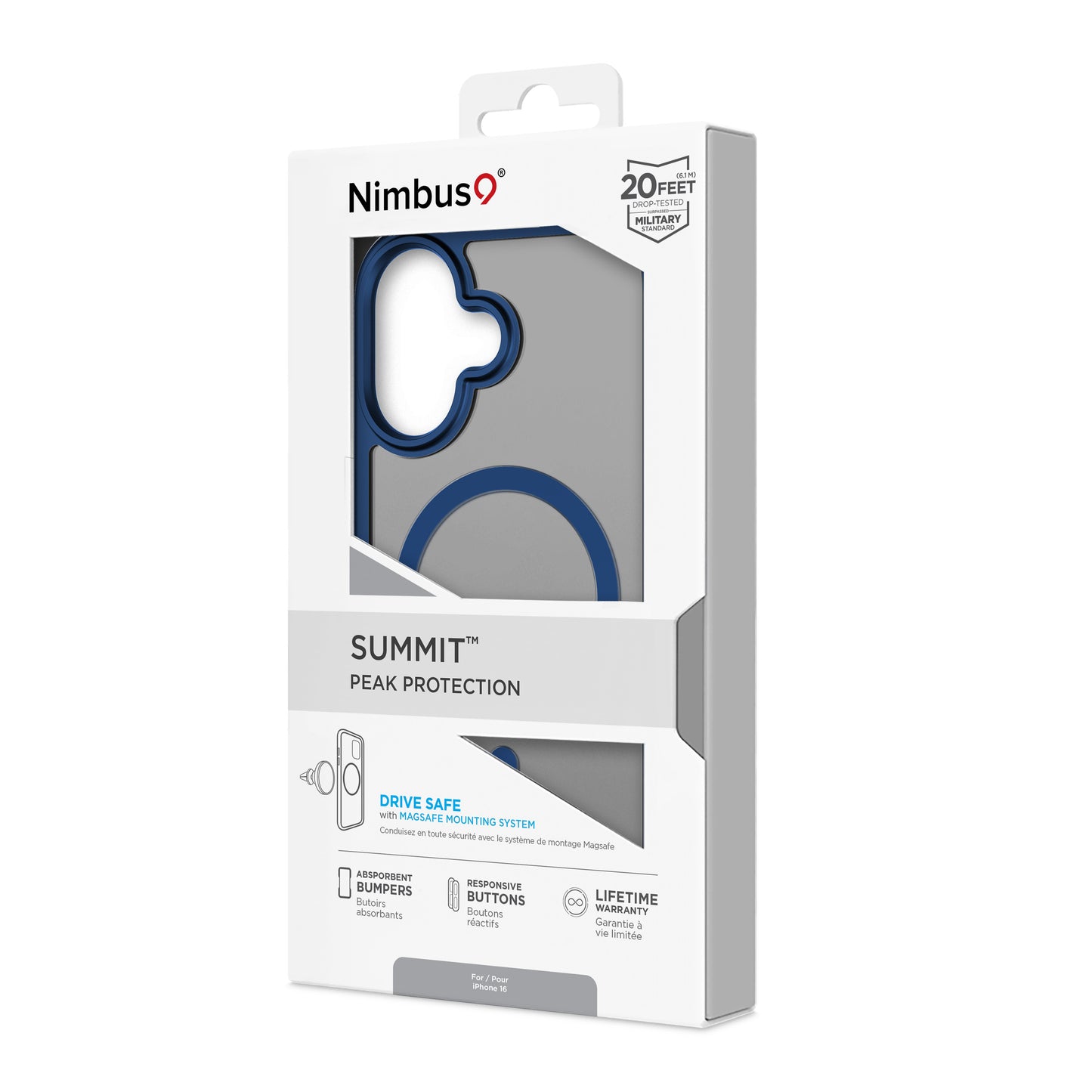 Coque MagSafe Nimbus9 Summit pour iPhone 16 – Bleu givré