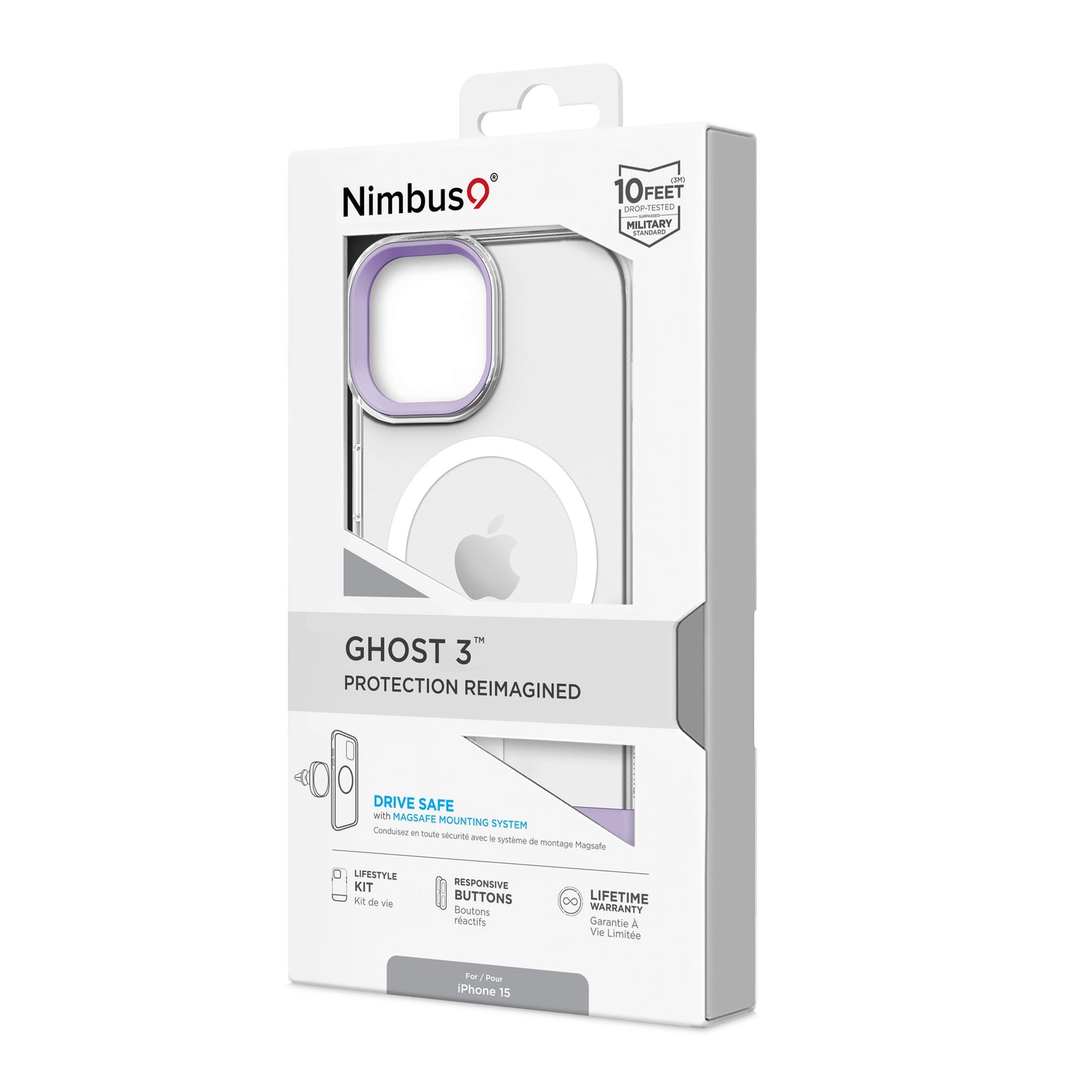 Nimbus9 Ghost 3 iPhone 15 MagSafe Case - Clear Lilac
