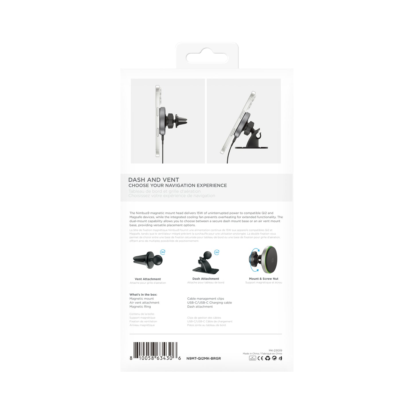 Nimbus9 Qi2 Wireless Charging Magnetic Phone Mount Kit