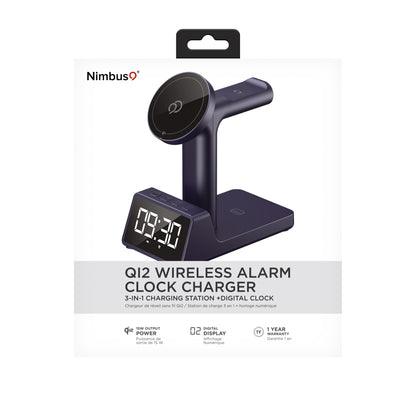 Nimbus9 Qi2 Wireless Charging Alarm Clock Stand MagSafe & Watch Compatible
