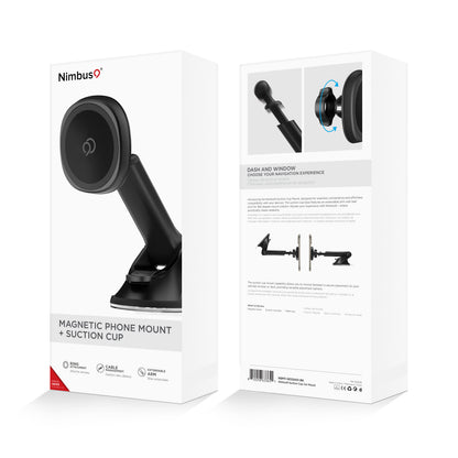 Support magnétique pour téléphone Nimbus9 avec ventouse - Noir