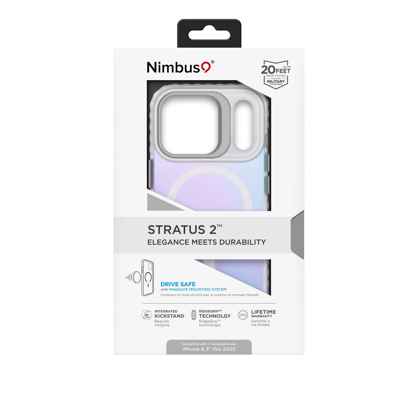Nimbus9 Stratus 2 iPhone 17 Pro MagSafe Case with Kickstand - Frost