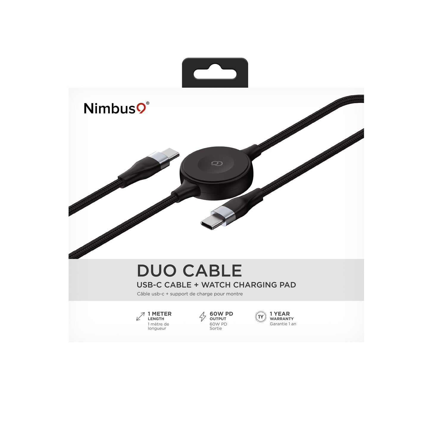 Nimbus9 Duo Cable USB-C with Apple Watch Charging (3FT) - Black