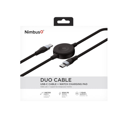 Nimbus9 Duo Cable USB-C with Apple Watch Charging (3FT) - Black