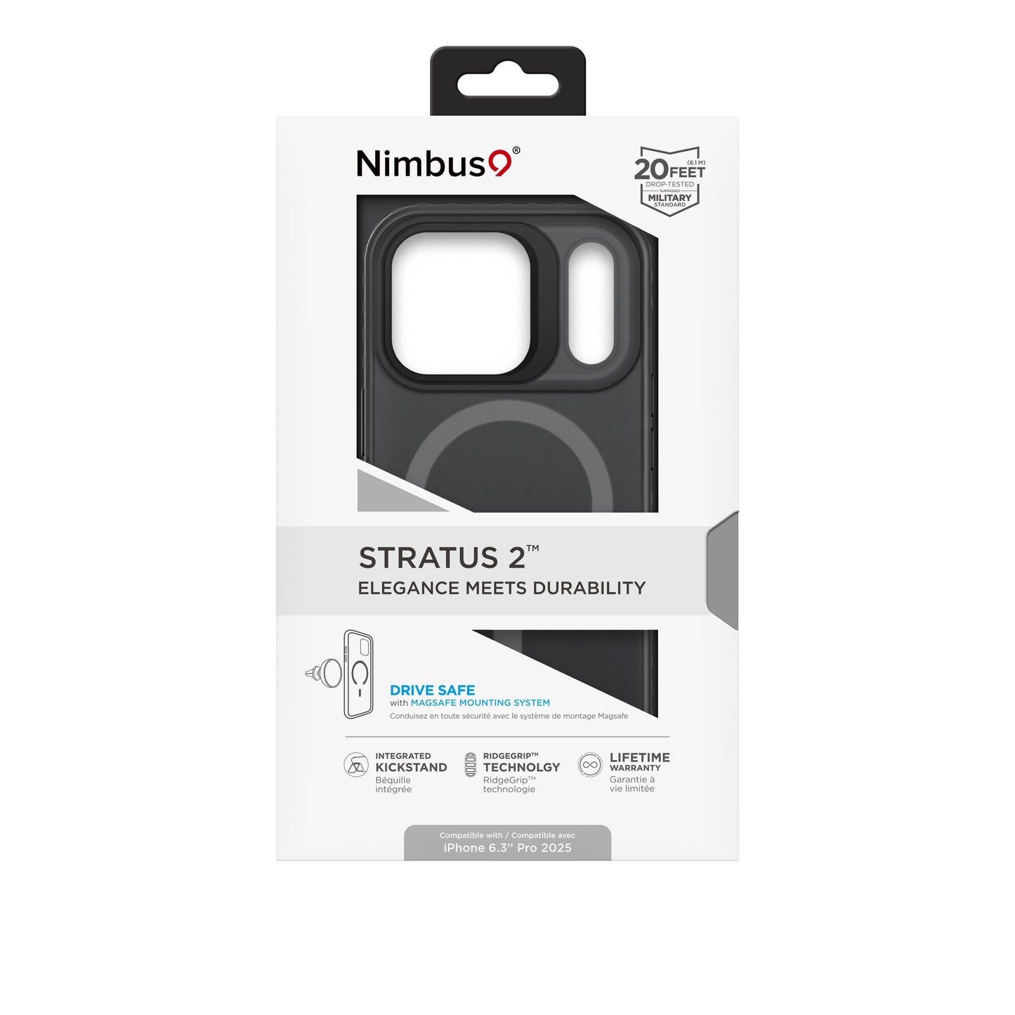 Nimbus9 Stratus 2 iPhone 17 Pro MagSafe Case with Kickstand - Smoke