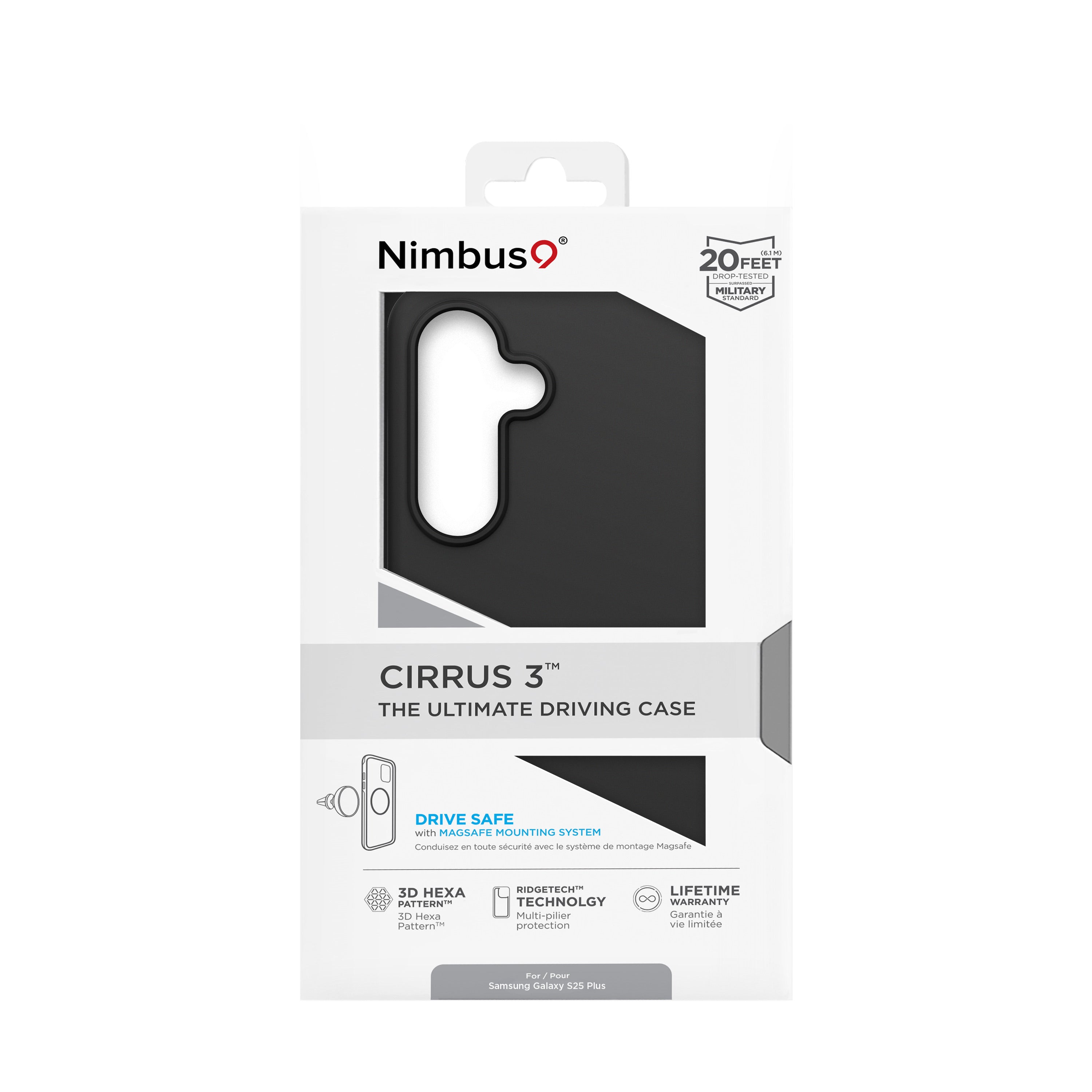 uniです Nimbus9 Cirrus 3 Galaxy S25 Plus MagSafe Case - Black