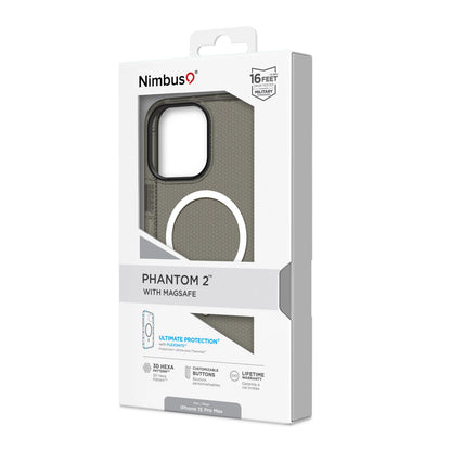 Funda MagSafe Nimbus9 Phantom 2 para iPhone 15 Pro Max - Carbono