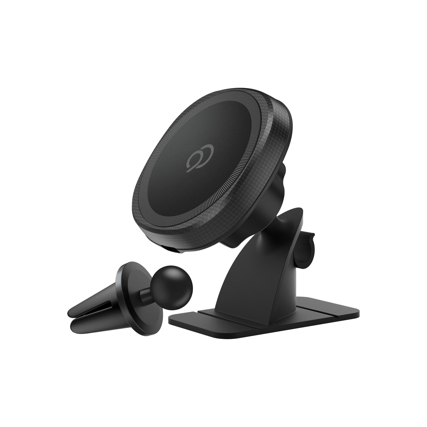 Kit de soporte magnético para teléfono con carga inalámbrica Nimbus9 para rejilla de ventilación o salpicadero - Negro