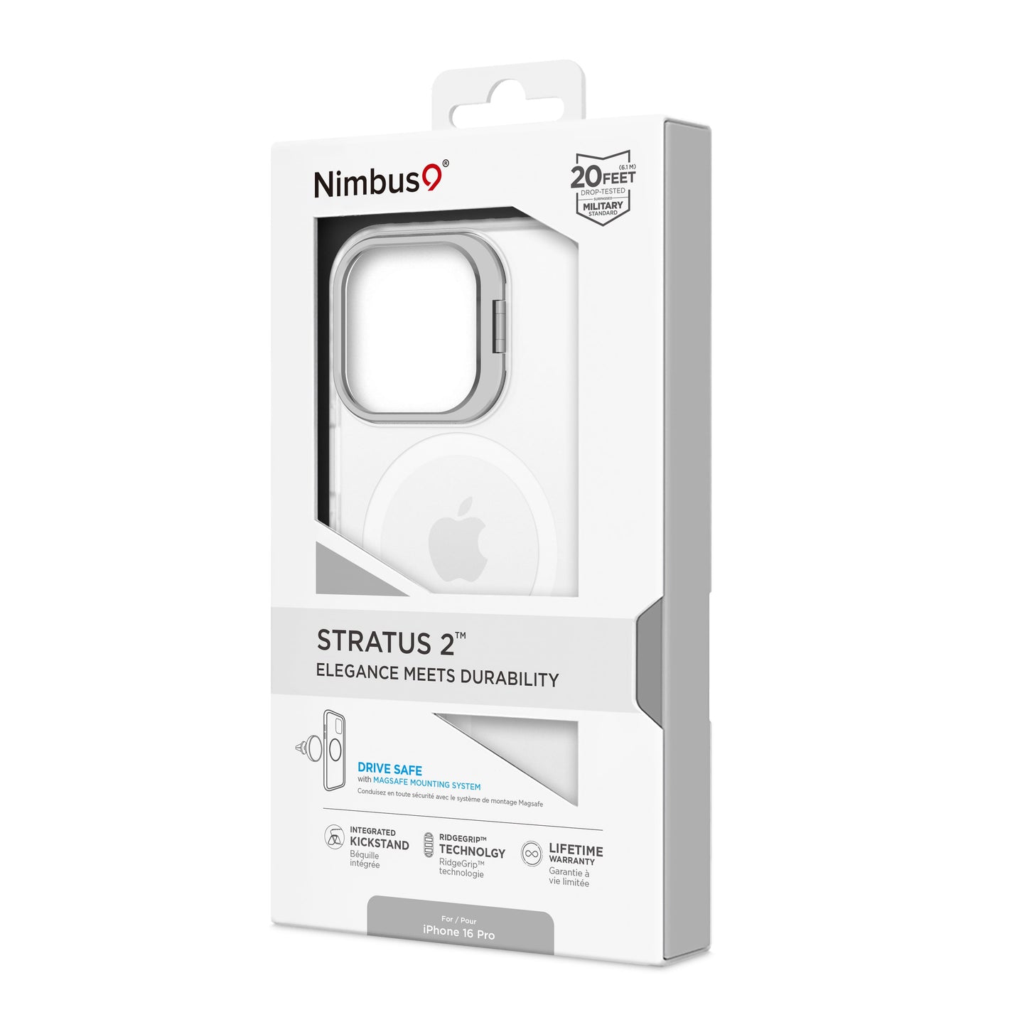Coque MagSafe Nimbus9 Stratus 2 pour iPhone 16 Pro – Transparente