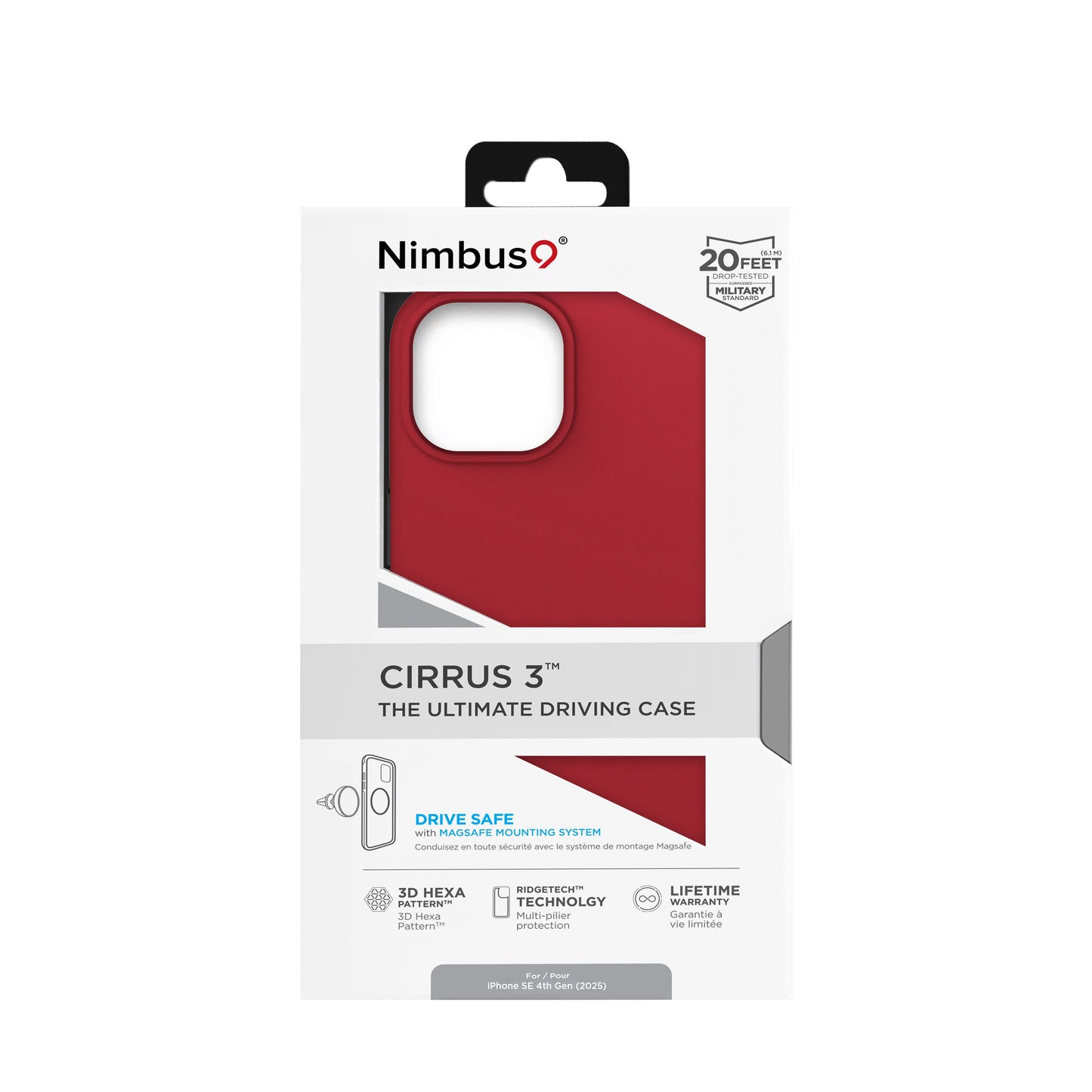 Nimbus9 Cirrus 3 iPhone SE 4th Gen (2025)/13/14/15 MagSafe Case - Crimson