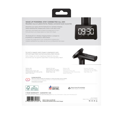 Nimbus9 Qi2 Wireless Charging Alarm Clock Stand MagSafe & Watch Compatible